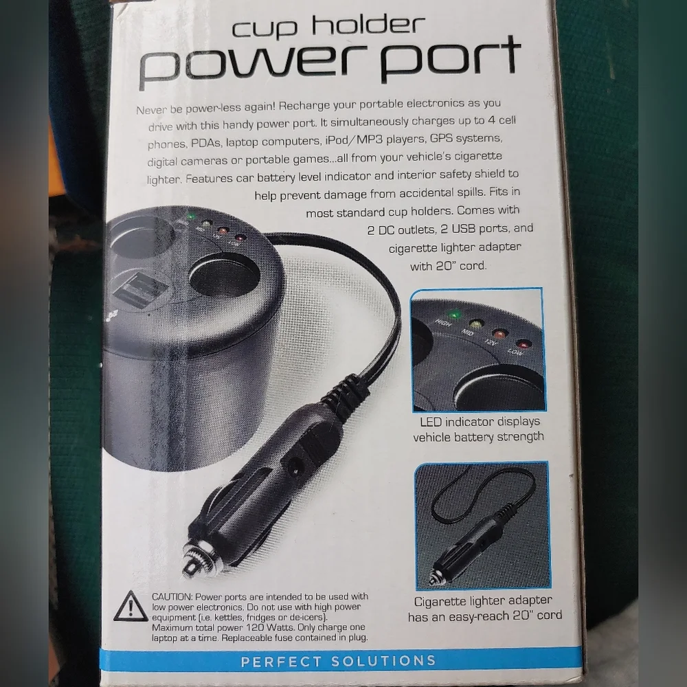 Cup holder power port